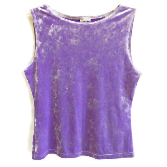 Vintage Tops - Timing USA Top Velour Purple Stretch Vintage Crushed Velvet Retro Fitted S